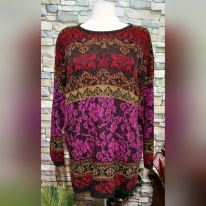 Rare 3X Womens Vintage 80s/90s The Avenue Floral Knit Sweater Multicolor